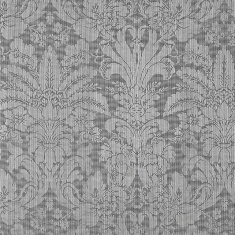 Schumacher 69143 Colette Linen/Silk Damask Charcoal fabric swatch