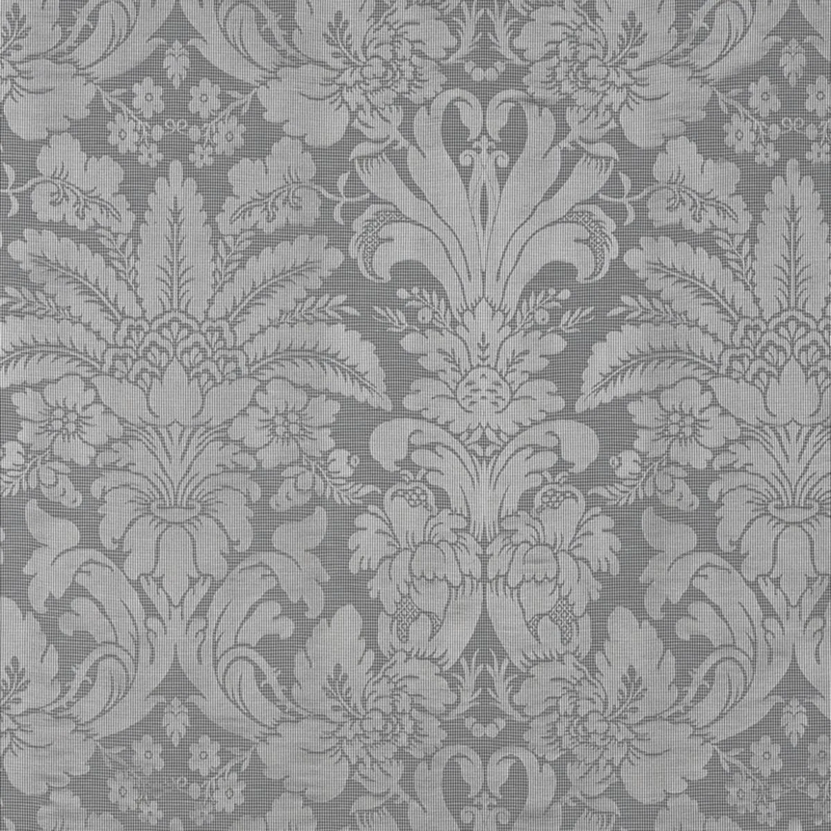 Schumacher 69143 Colette Linen/Silk Damask Charcoal fabric swatch