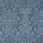 Schumacher 69142 Colette Linen/Silk Damask Indigo fabric swatch