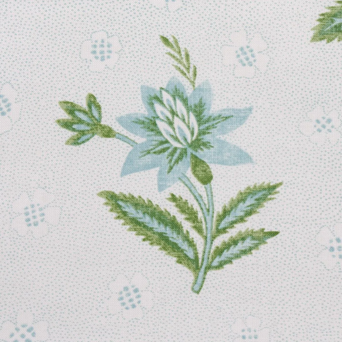 Schumacher 180540 Colline Leaf & Aqua fabric swatch