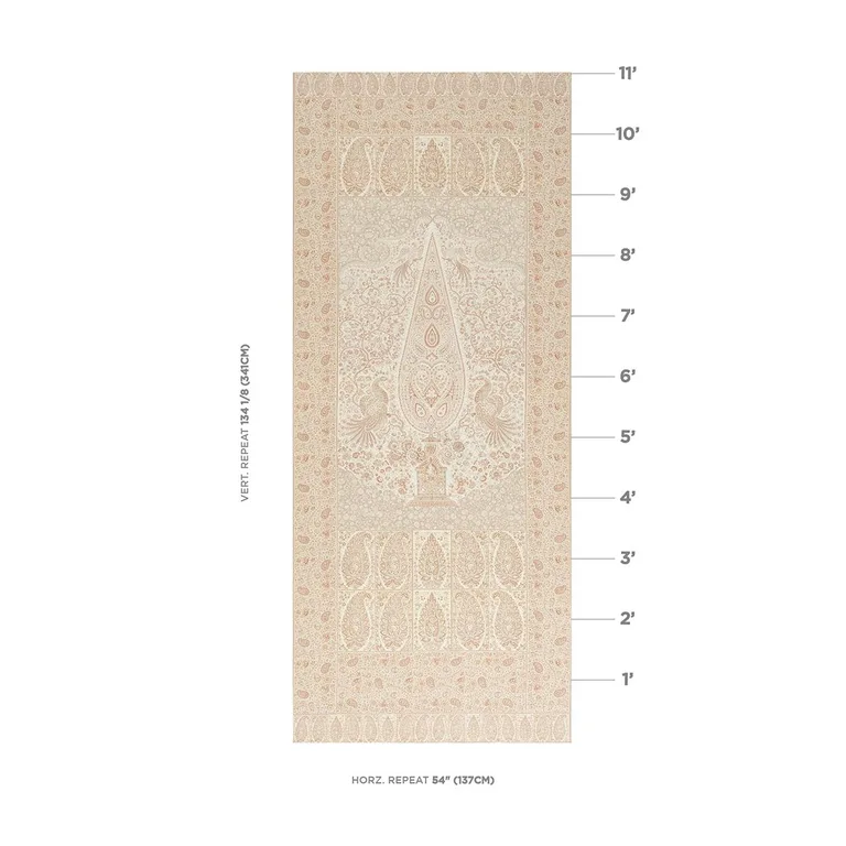 Schumacher 181820 Colmery Paisley Panel Parchment fabric swatch