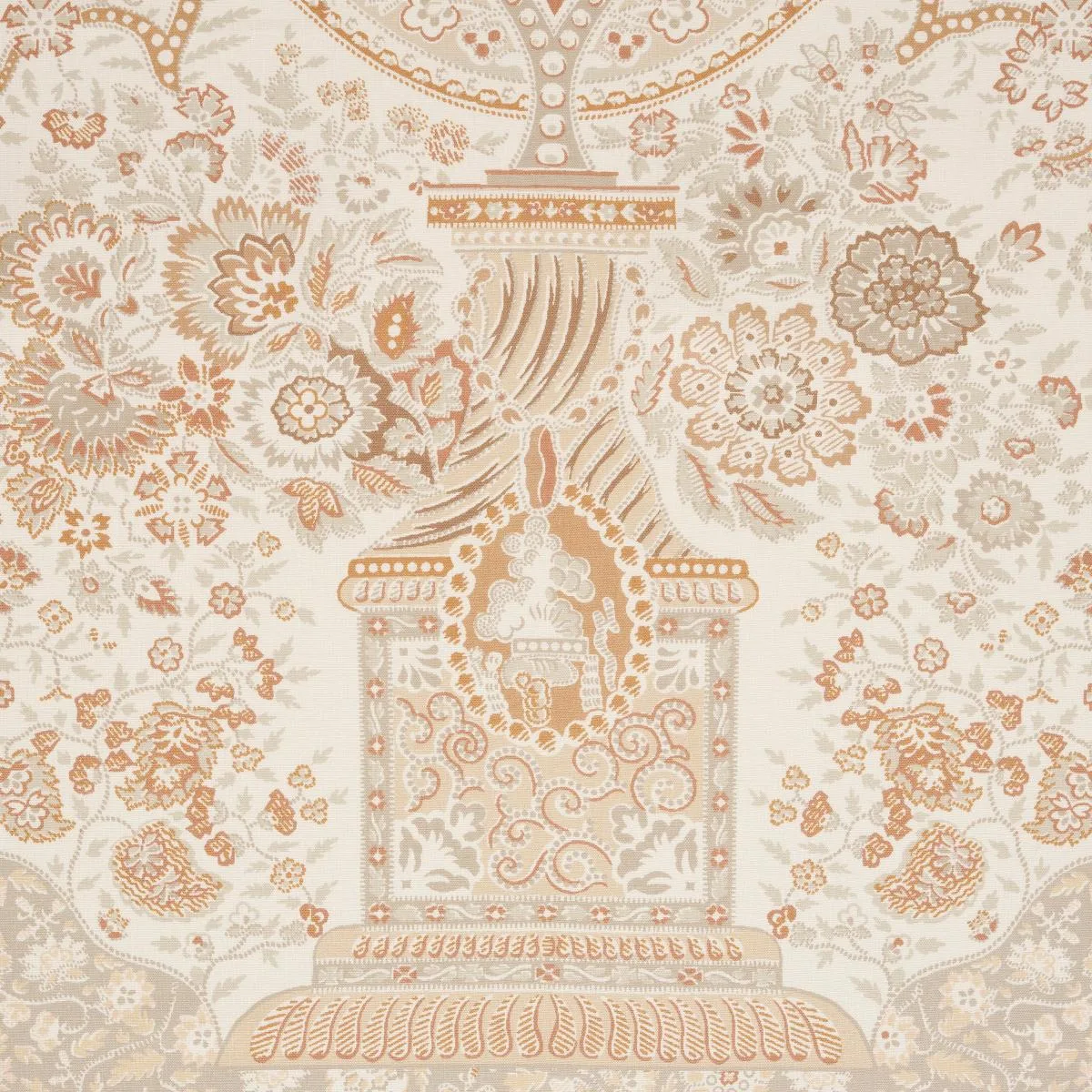 Schumacher 181820 Colmery Paisley Panel Parchment fabric swatch