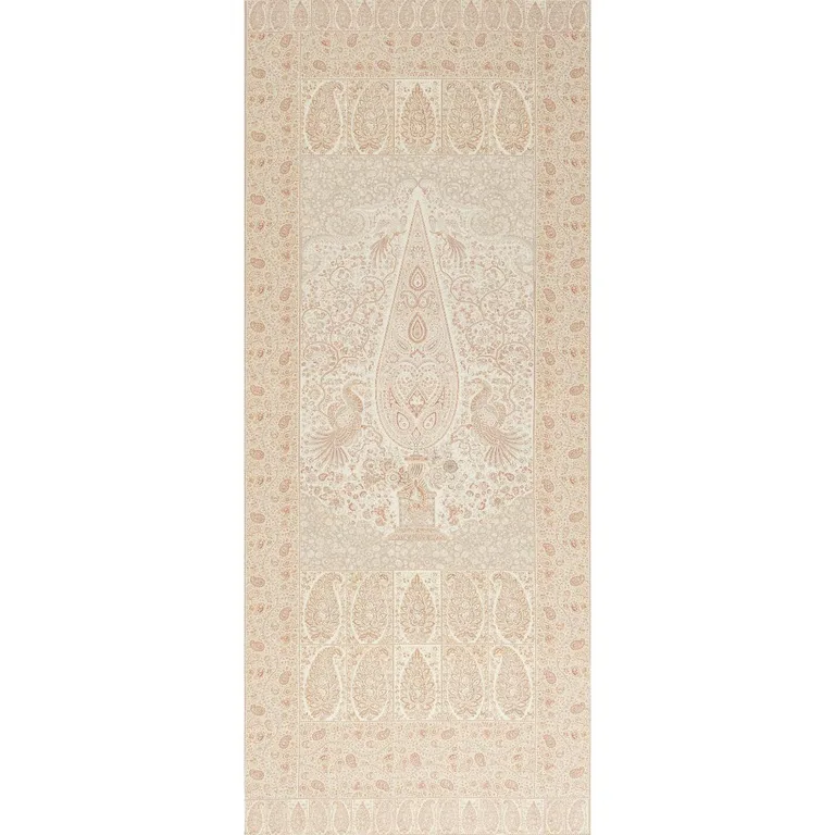 Schumacher 181820 Colmery Paisley Panel Parchment fabric swatch