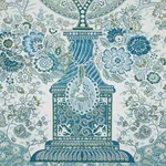 Schumacher 181821 Colmery Paisley Panel Peacock fabric swatch