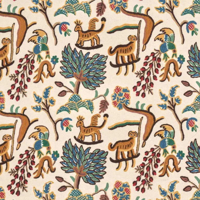 Schumacher 3135012 Colonial Crewel Document fabric swatch