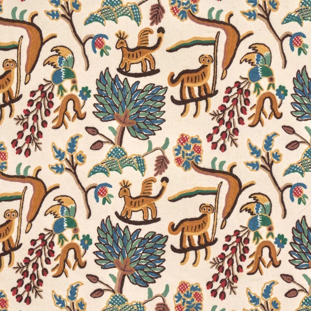 Schumacher 3135012 Colonial Crewel Document fabric swatch