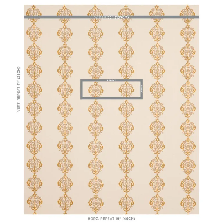 Schumacher 80712 Constantine Natural & Ochre fabric swatch