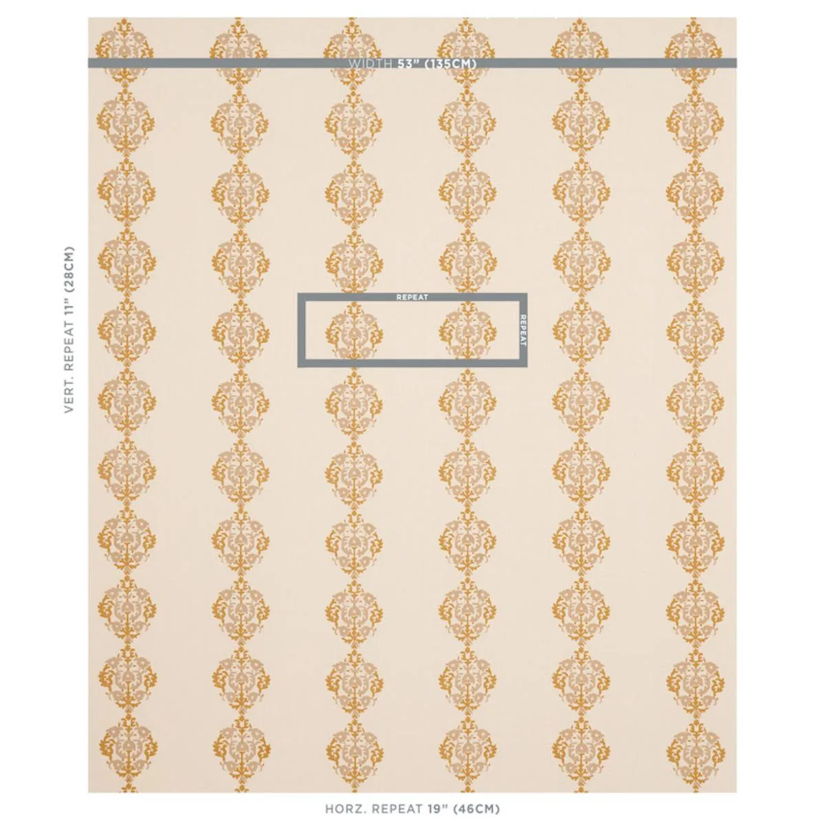 Schumacher 80712 Constantine Natural & Ochre fabric swatch
