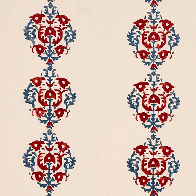 Schumacher 80711 Constantine Red & Blue fabric swatch