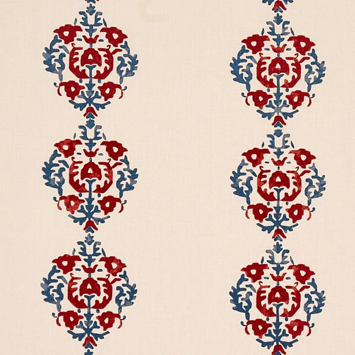 Schumacher 80711 Constantine Red & Blue fabric swatch