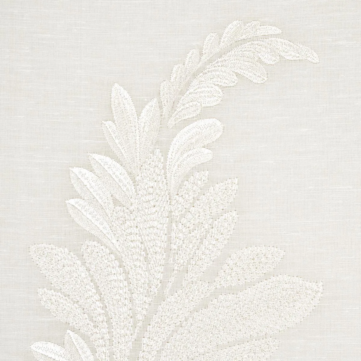 Schumacher 67710 Contessa Embroidered Sheer Ivory fabric swatch
