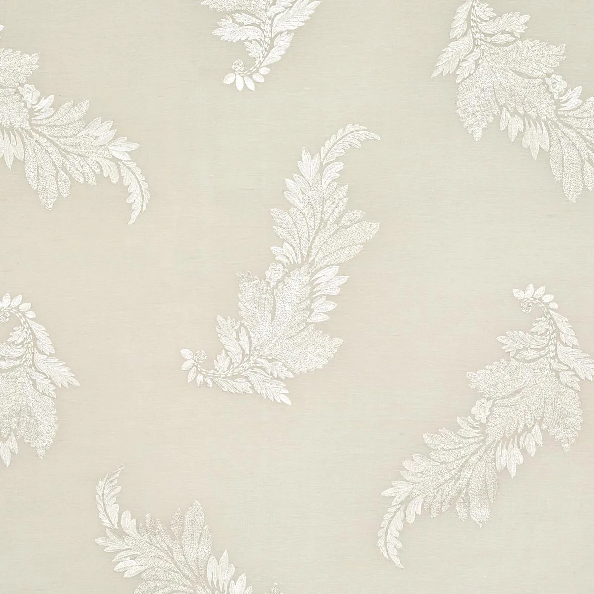 Schumacher 67711 Contessa Embroidered Sheer Pearl fabric swatch