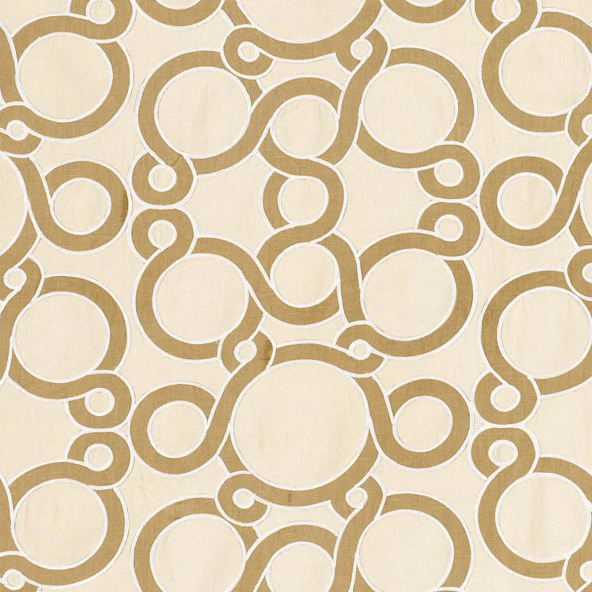 Schumacher 174171 Conundrum Biscuit fabric swatch