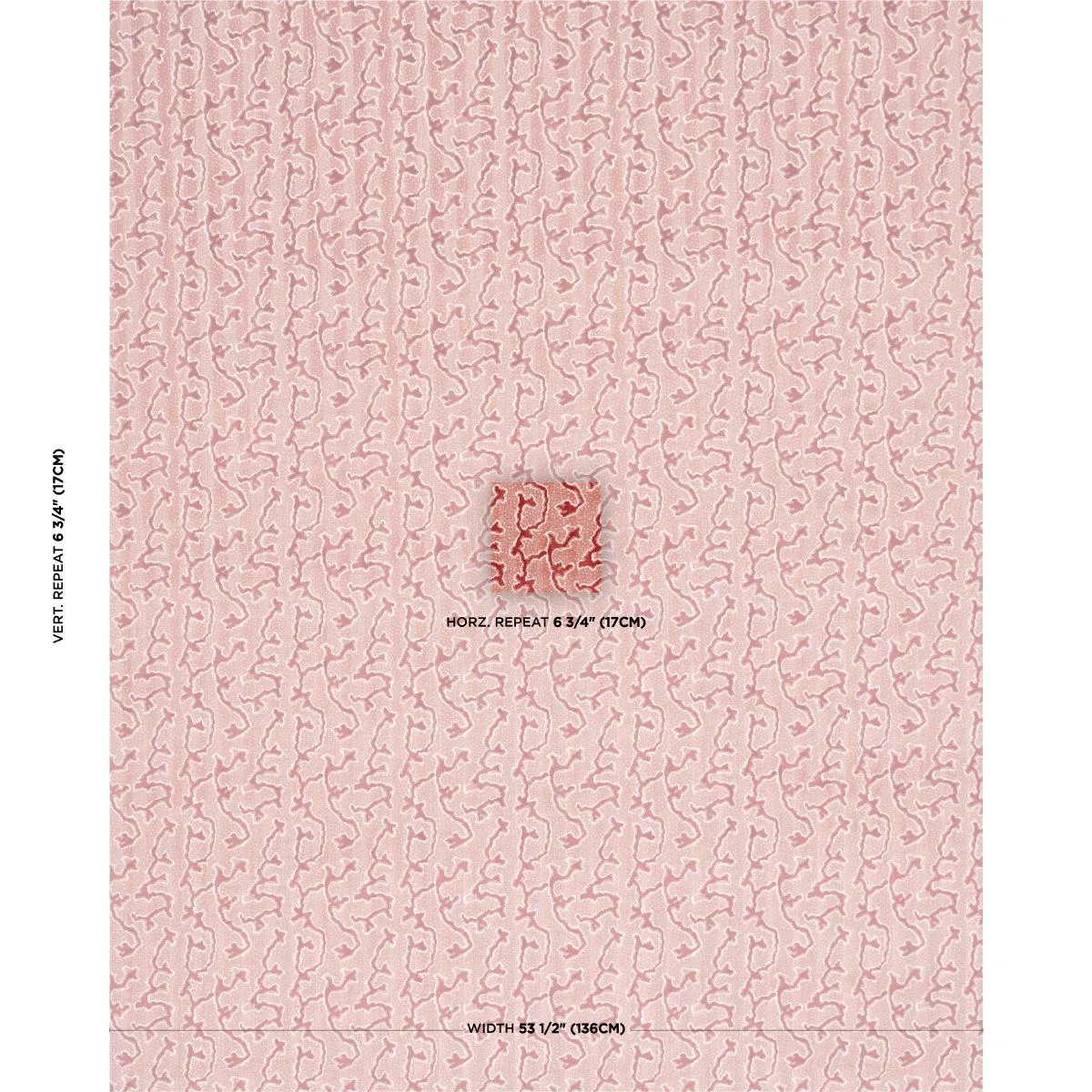 Schumacher 77133 Corail Velvet Coral fabric swatch