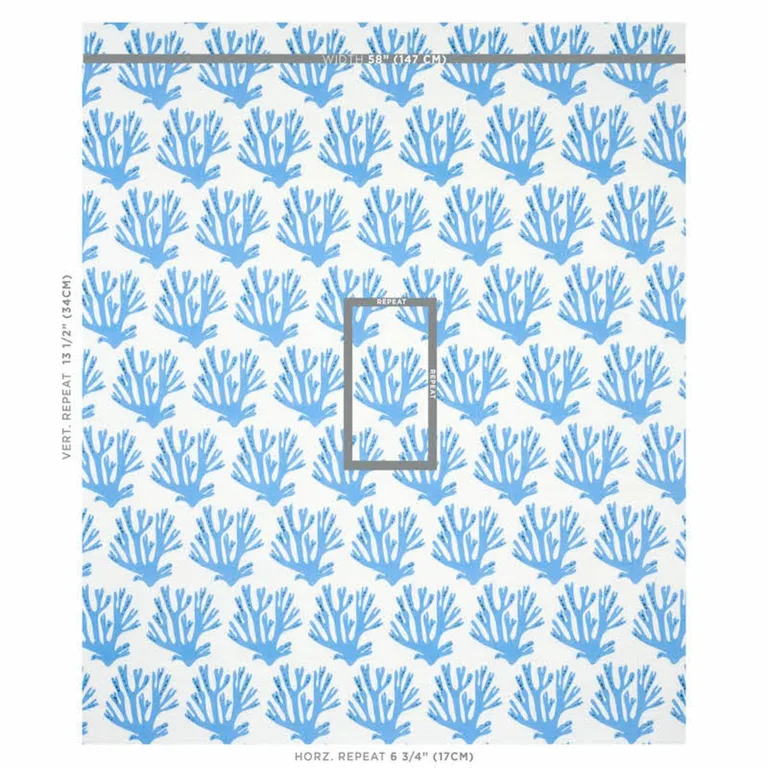Schumacher 179100 Coral Blue fabric swatch