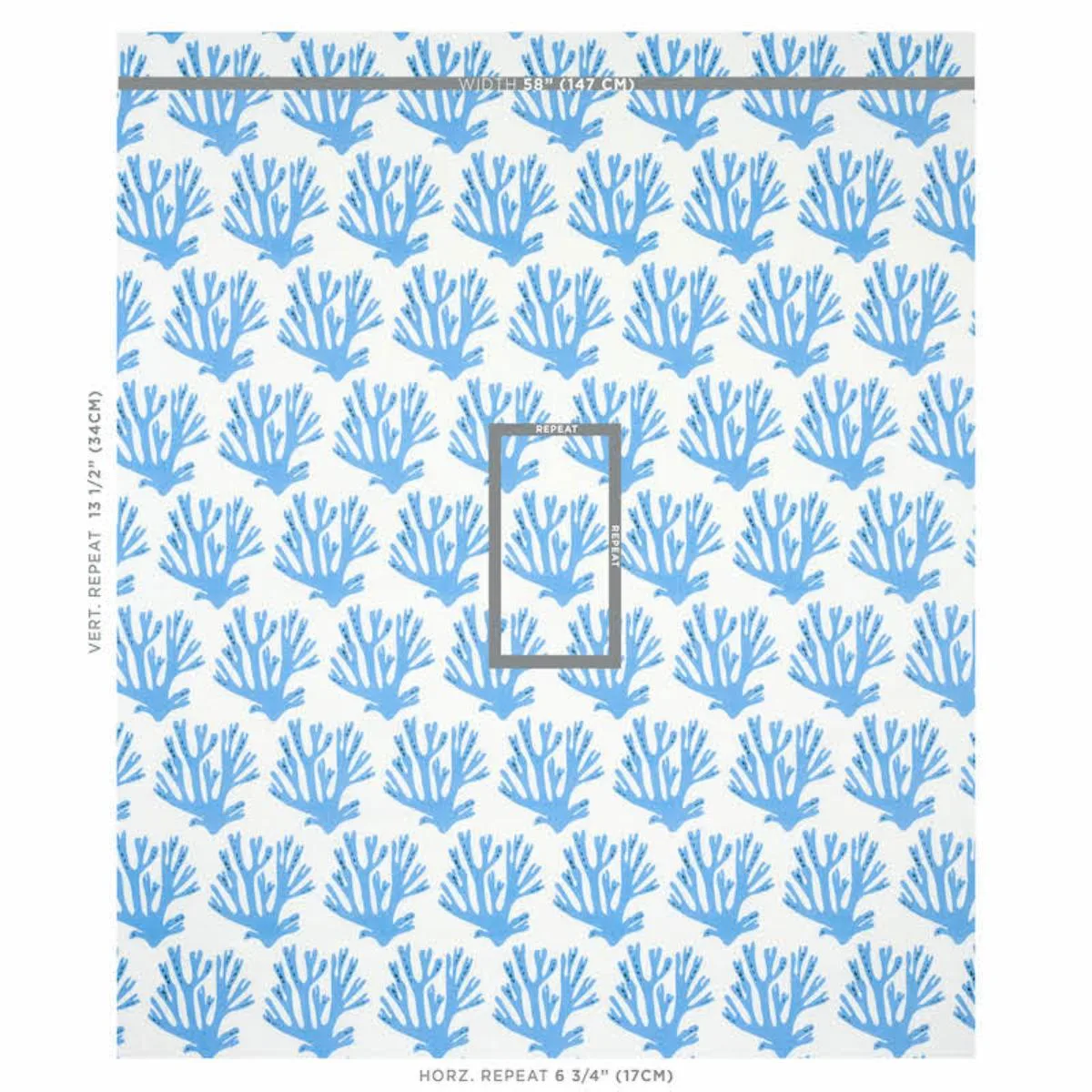 Schumacher 179100 Coral Blue fabric swatch