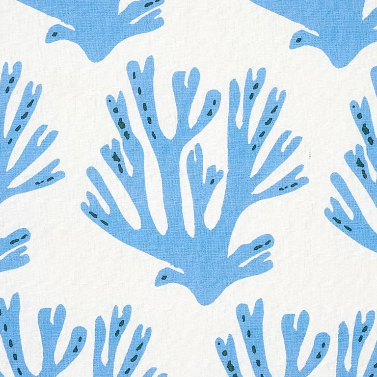 Schumacher 179100 Coral Blue fabric swatch