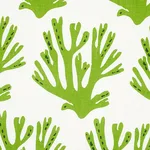 Schumacher 179101 Coral Green fabric swatch