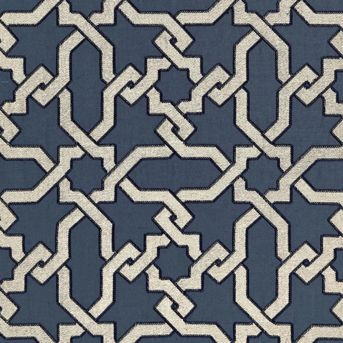 Schumacher 67570 Cordoba Embroidery Indigo fabric swatch