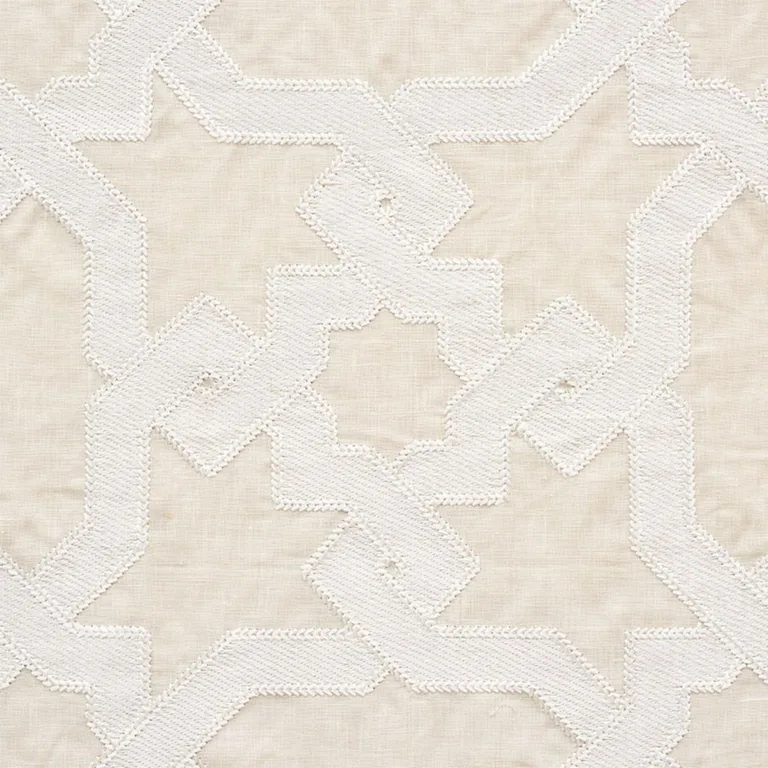 Schumacher 67574 Cordoba Embroidery Linen fabric swatch
