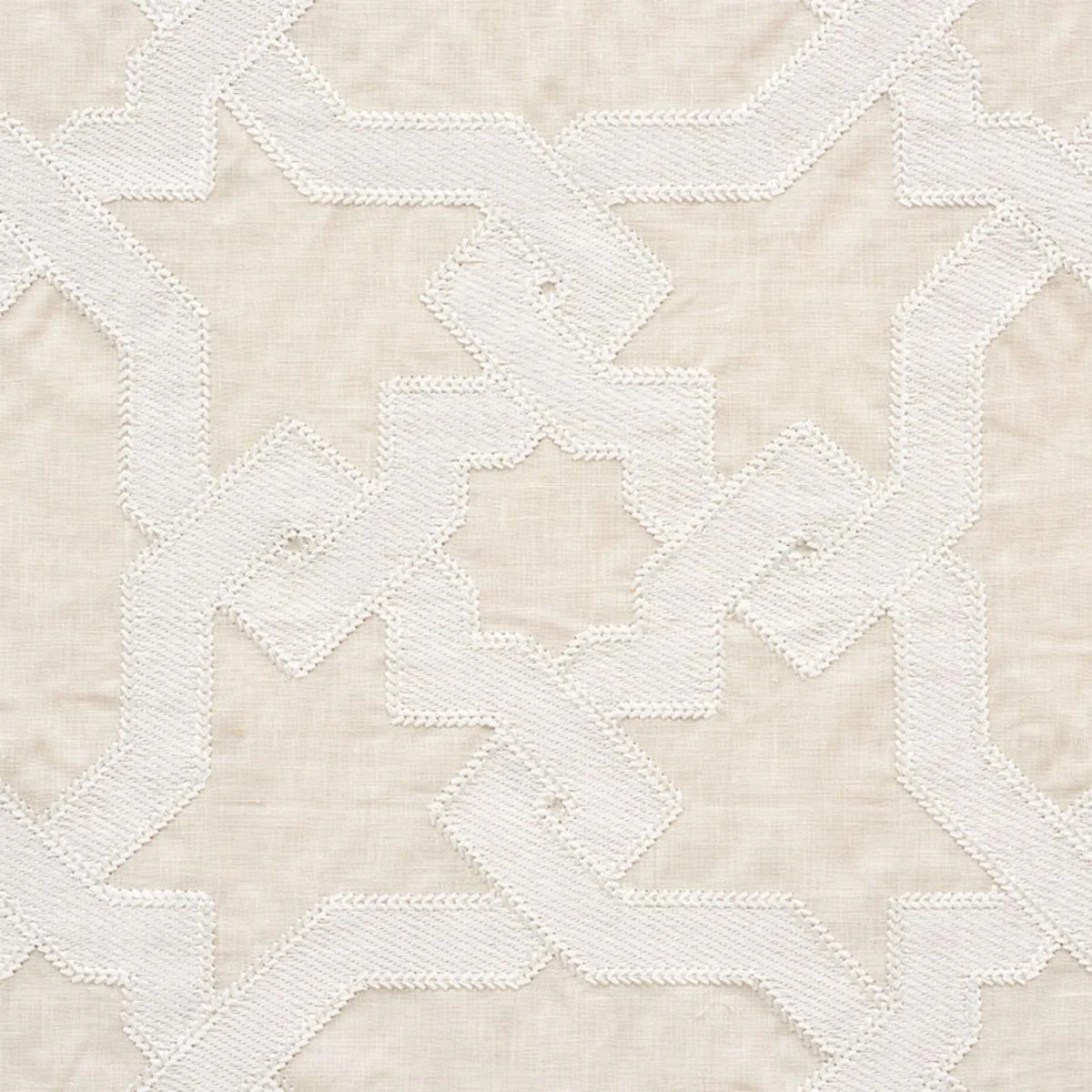 Schumacher 67574 Cordoba Embroidery Linen fabric swatch