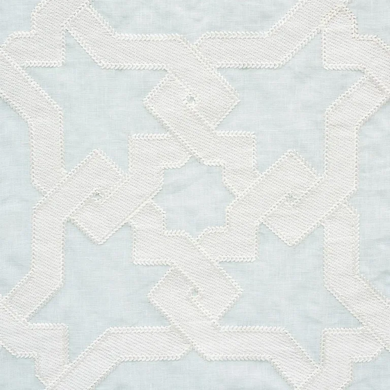 Schumacher 67573 Cordoba Embroidery Mist fabric swatch