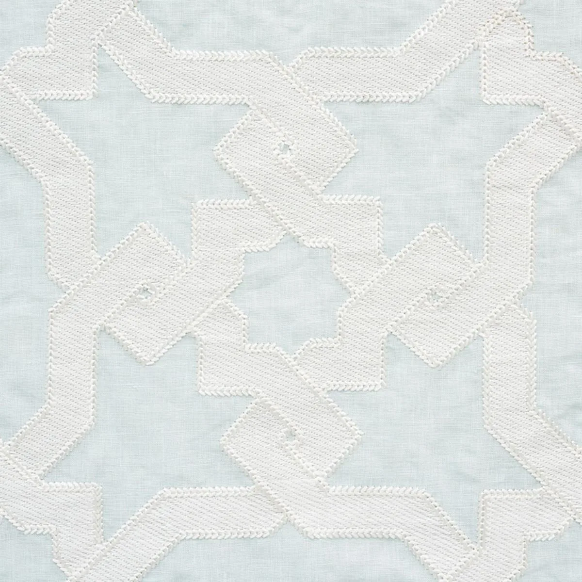Schumacher 67573 Cordoba Embroidery Mist fabric swatch
