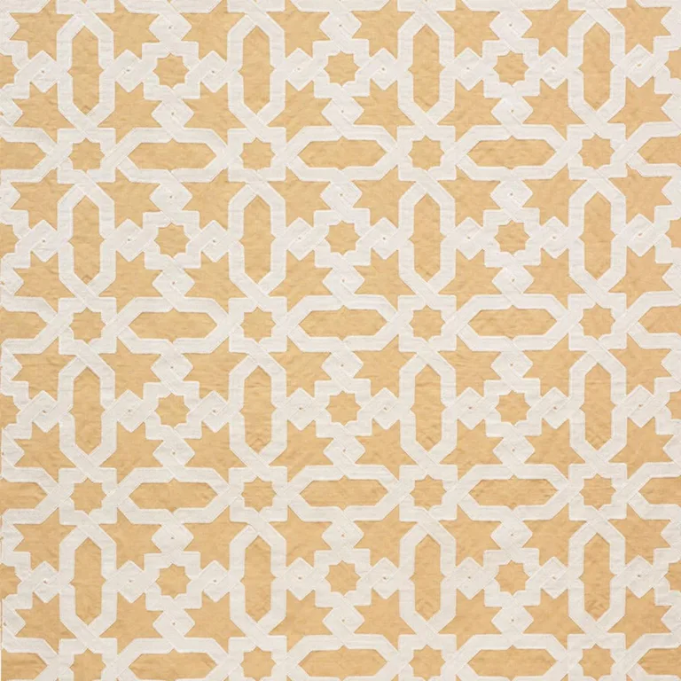 Schumacher 67575 Cordoba Embroidery Ochre fabric swatch