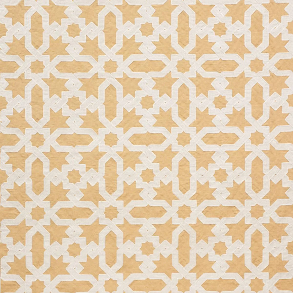 Schumacher 67575 Cordoba Embroidery Ochre fabric swatch