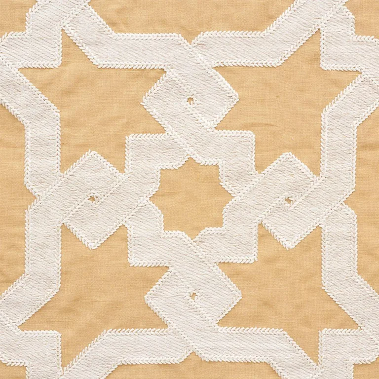 Schumacher 67575 Cordoba Embroidery Ochre fabric swatch