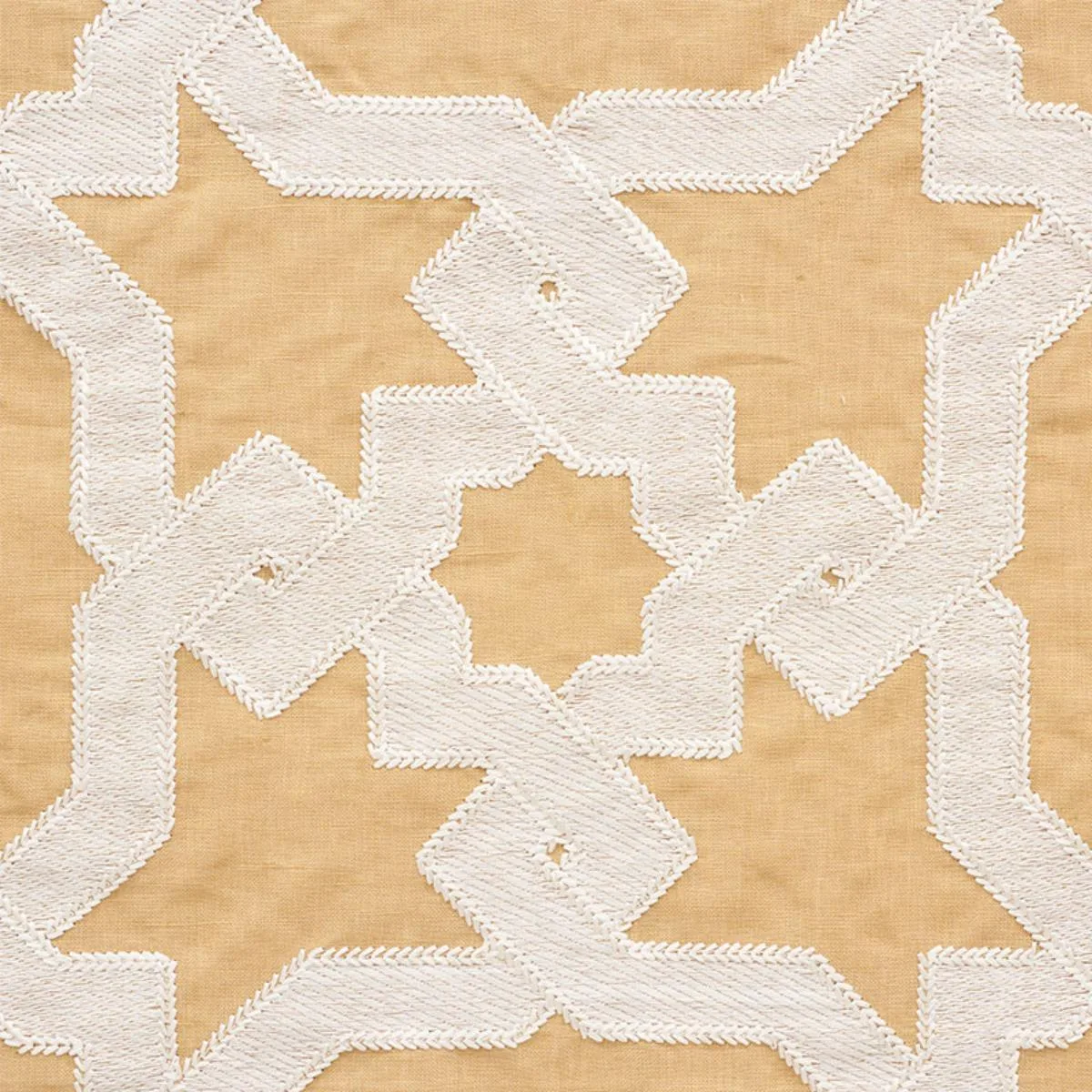 Schumacher 67575 Cordoba Embroidery Ochre fabric swatch