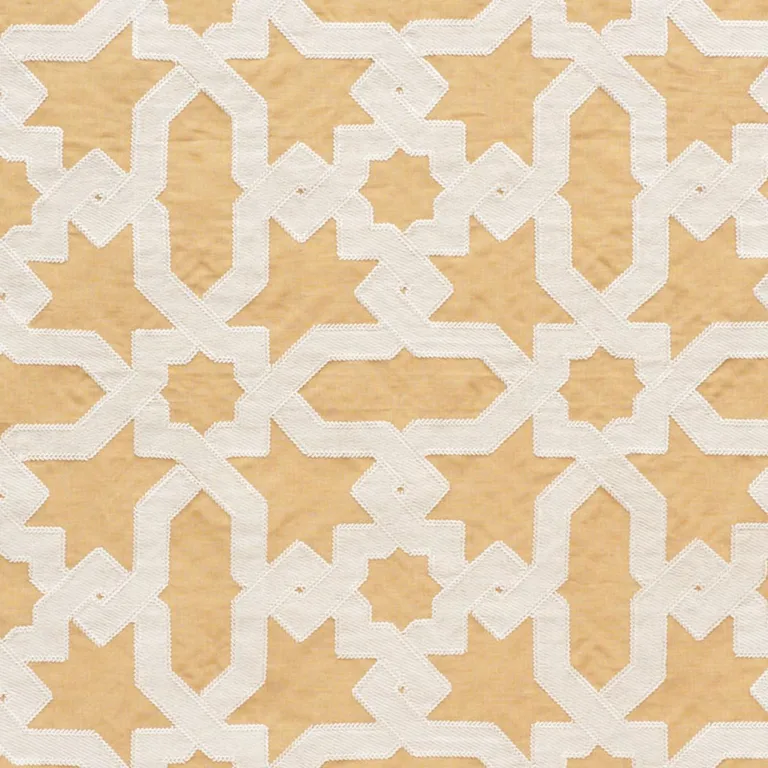 Schumacher 67575 Cordoba Embroidery Ochre fabric swatch