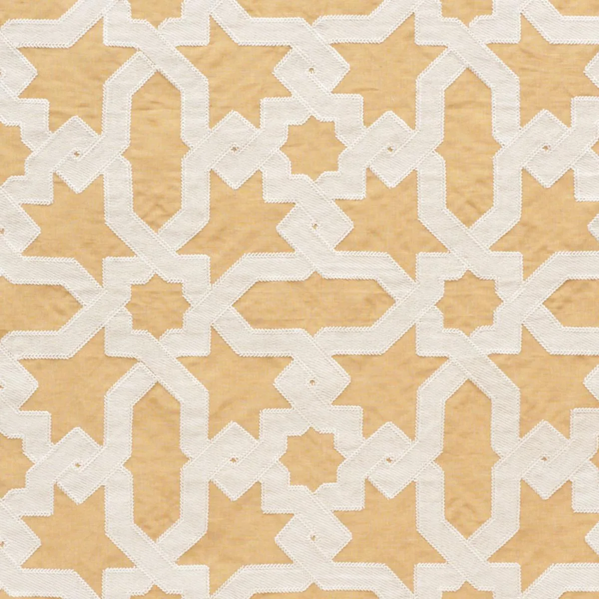 Schumacher 67575 Cordoba Embroidery Ochre fabric swatch