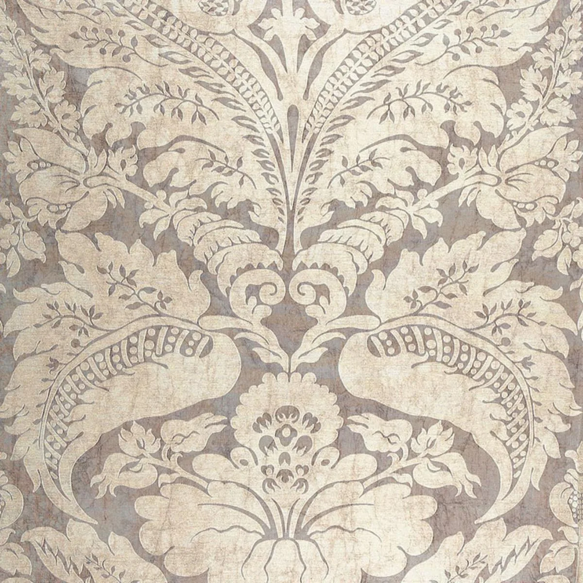 Schumacher 65871 Cordwain Damask Amethyst fabric swatch