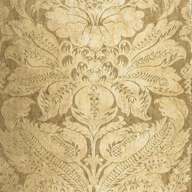 Schumacher 65872 Cordwain Damask Gilt fabric swatch