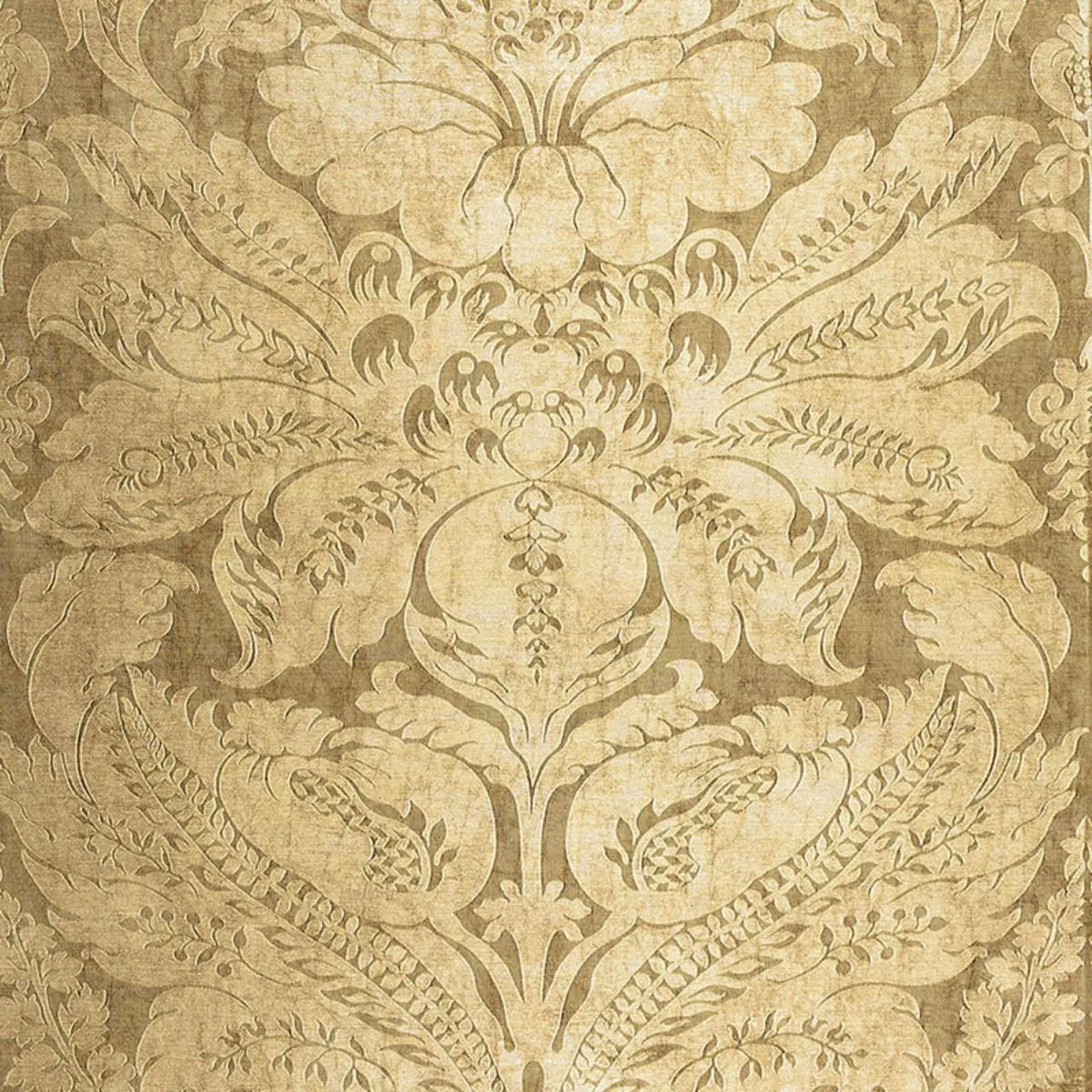 Schumacher 65872 Cordwain Damask Gilt fabric swatch