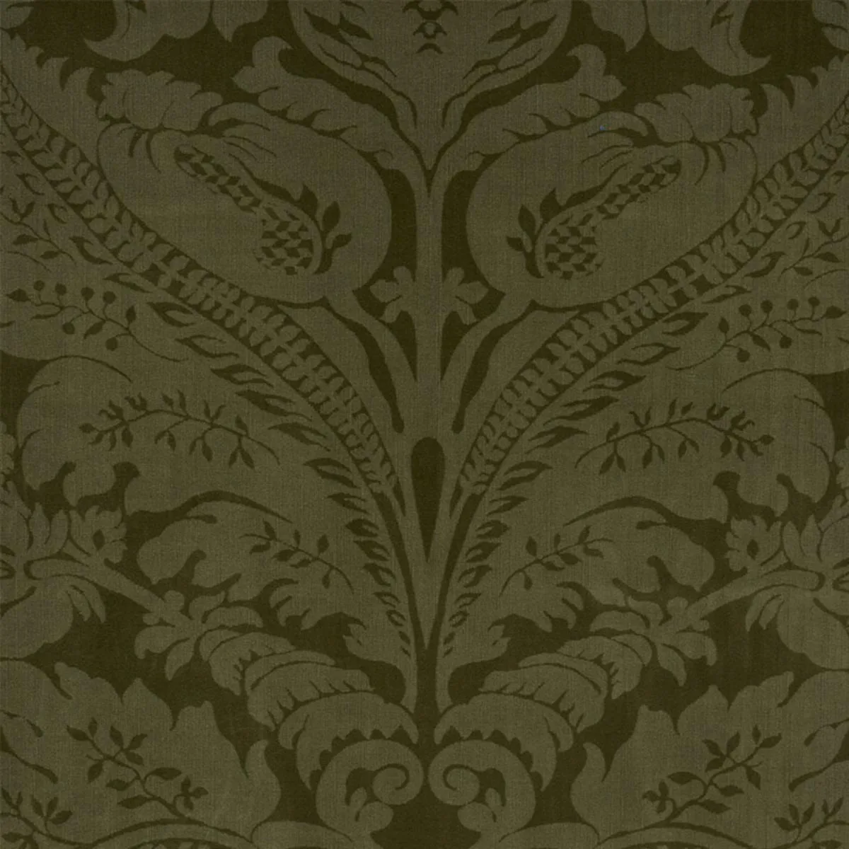 Schumacher 73951 Cordwain Velvet Olive fabric swatch
