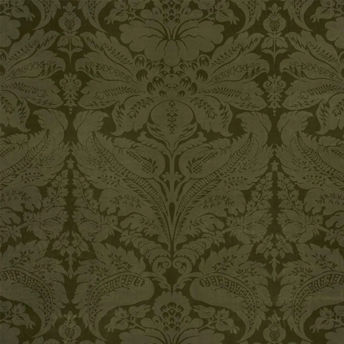 Schumacher 73951 Cordwain Velvet Olive fabric swatch