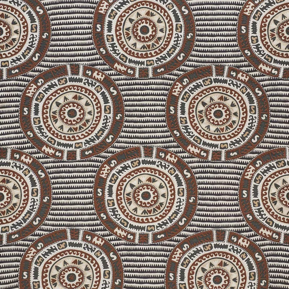 Schumacher 74471 Corfu Black Neutral fabric swatch