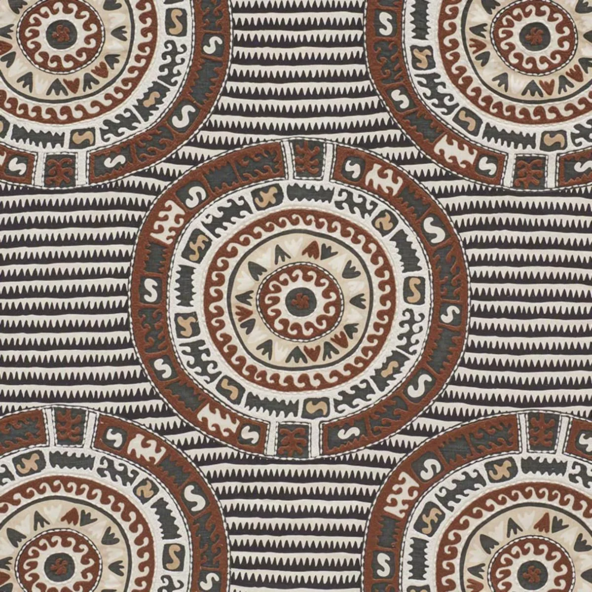 Schumacher 74471 Corfu Black Neutral fabric swatch