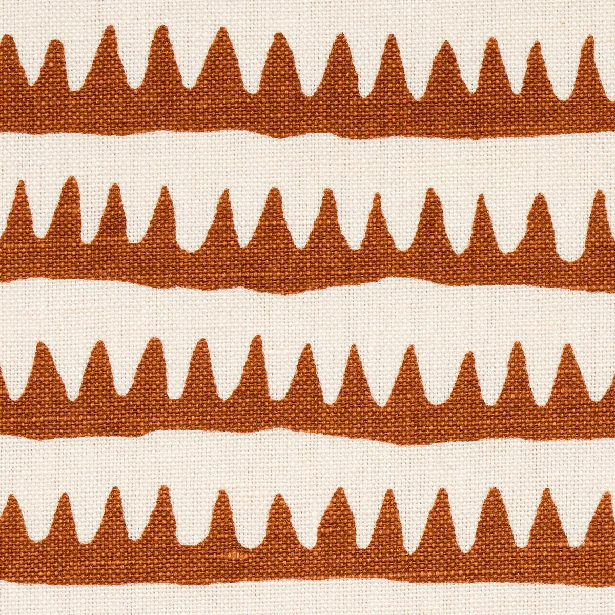 Schumacher 177974 Corfu Hand Printed Stripe Rust fabric swatch