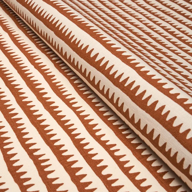 Schumacher 177974 Corfu Hand Printed Stripe Rust fabric swatch