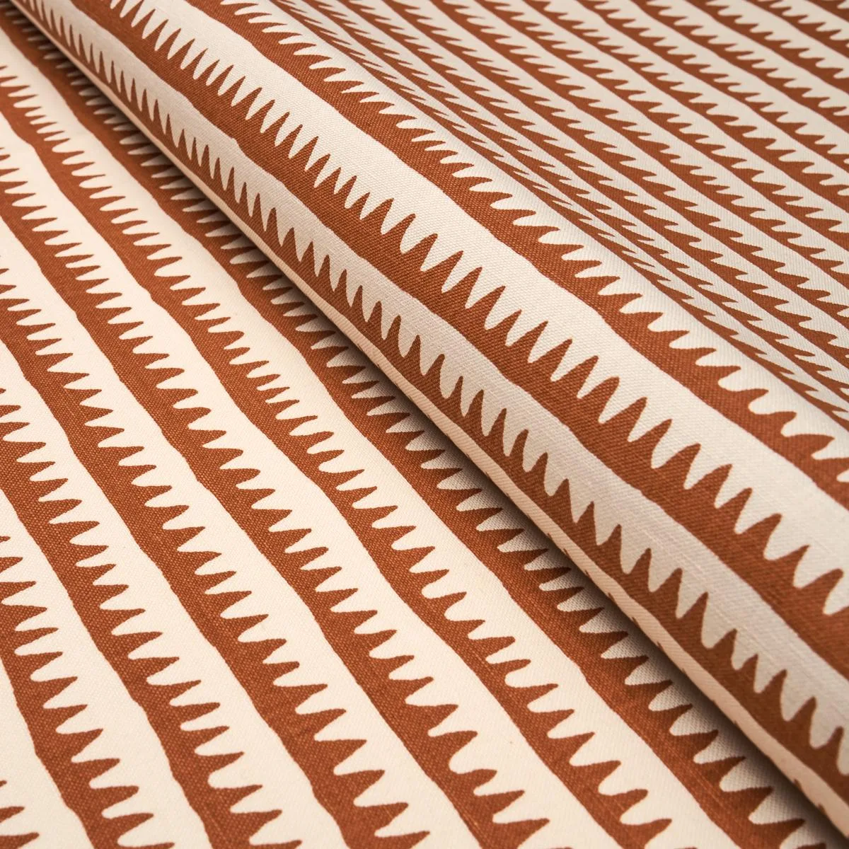 Schumacher 177974 Corfu Hand Printed Stripe Rust fabric swatch