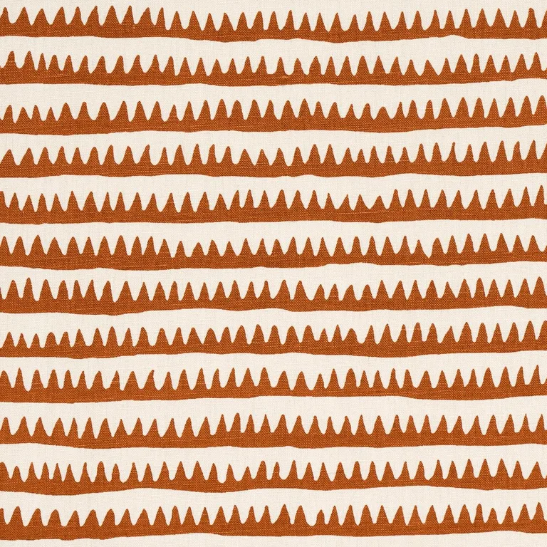 Schumacher 177974 Corfu Hand Printed Stripe Rust fabric swatch