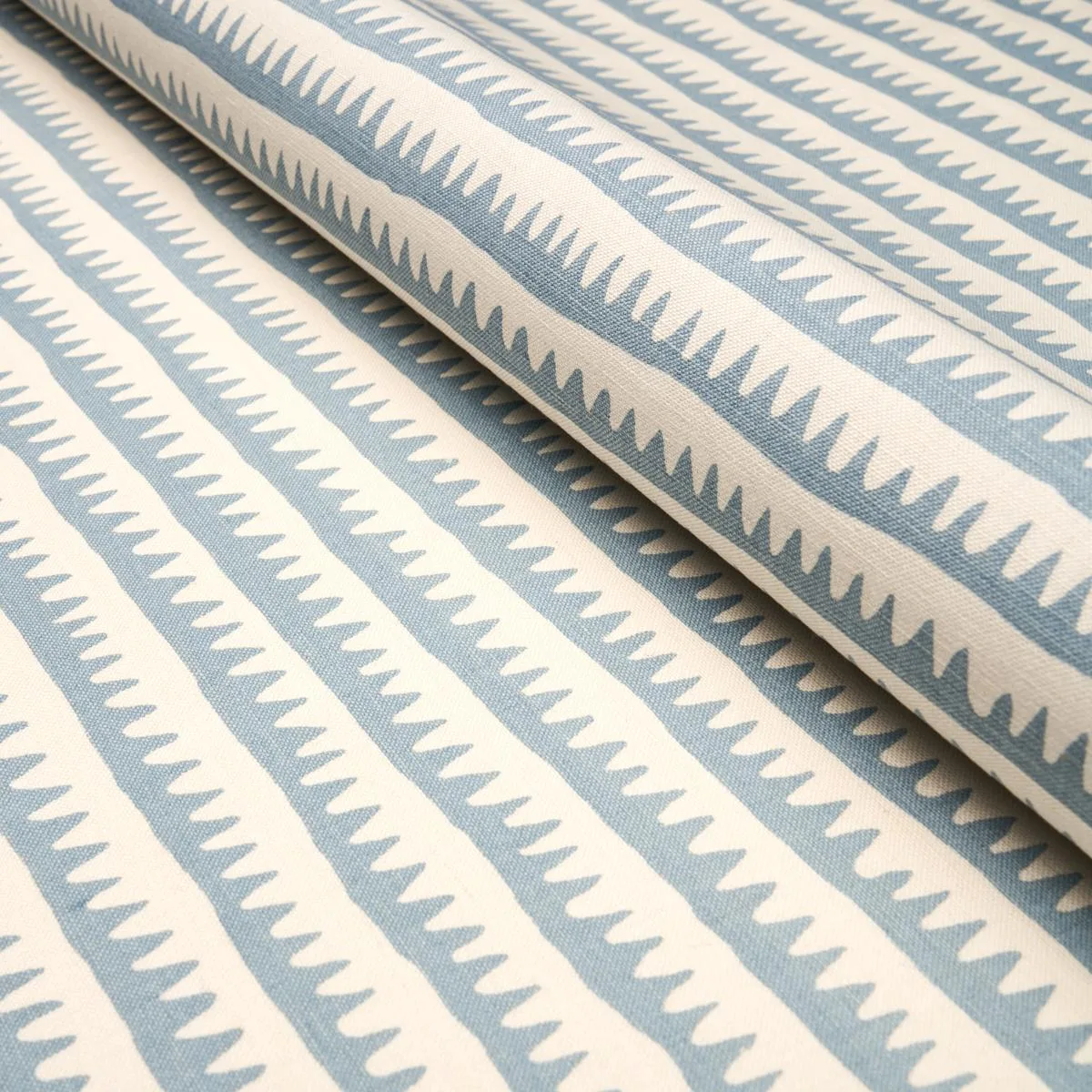 Schumacher 177975 Corfu Hand Printed Stripe Sky fabric swatch