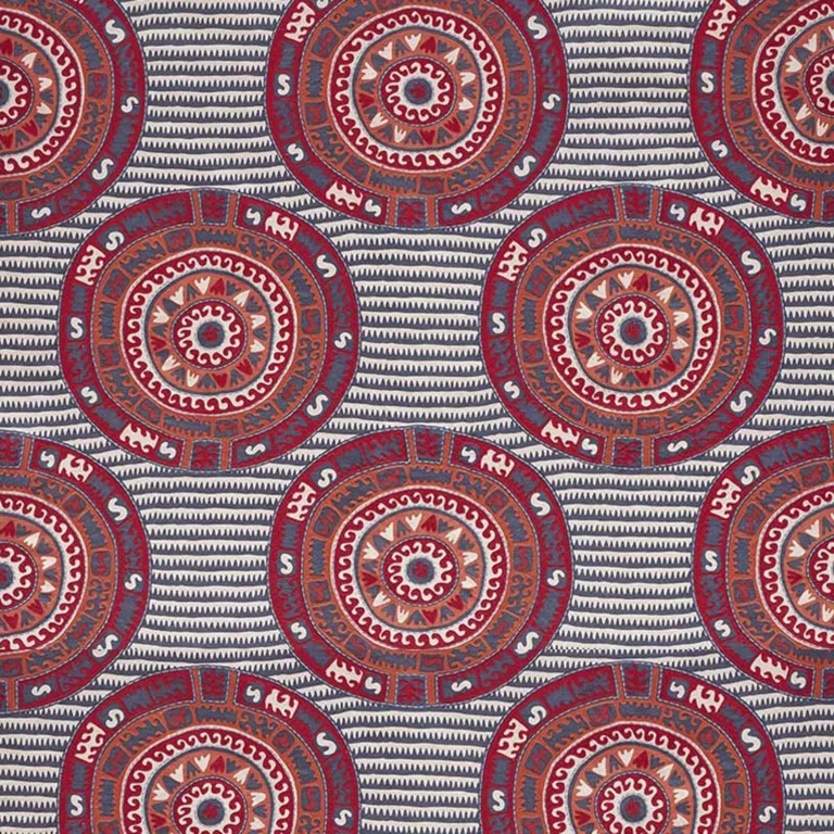 Schumacher 74470 Corfu Navy Multi fabric swatch