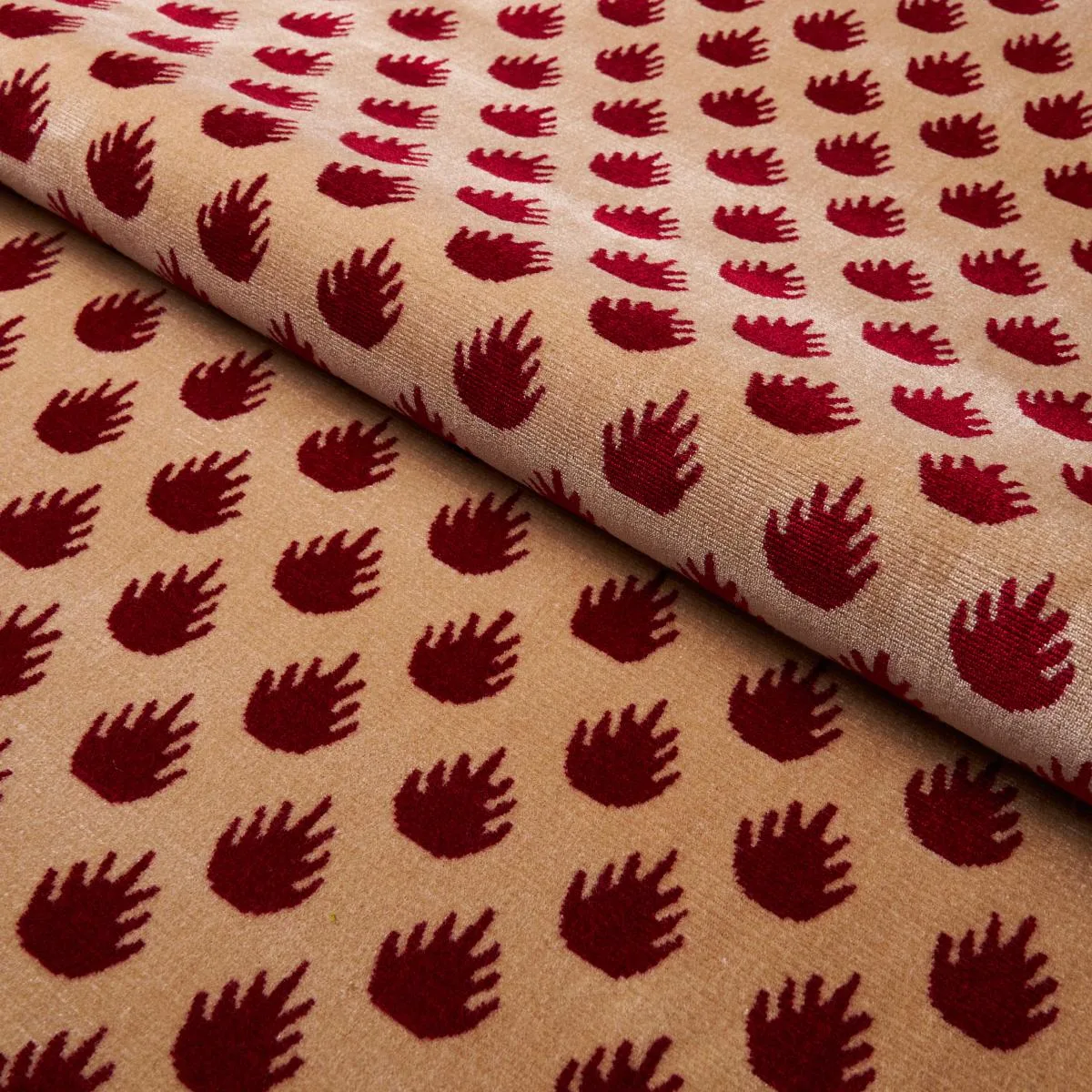 Schumacher 82982 Coronation Velvet Garnet fabric swatch