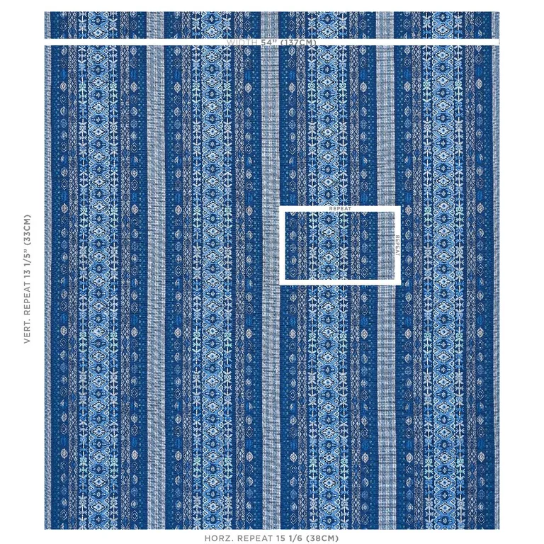 Schumacher 79680 Cosima Embroidery Blue Multi fabric swatch