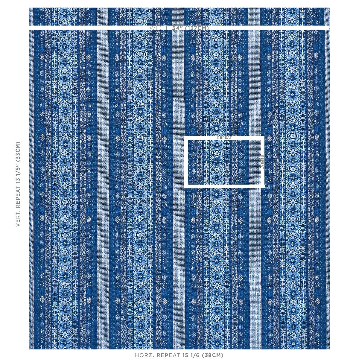 Schumacher 79680 Cosima Embroidery Blue Multi fabric swatch