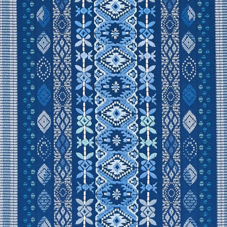 Schumacher 79680 Cosima Embroidery Blue Multi fabric swatch